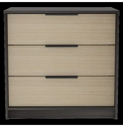 28" Black And Light Oak Manufactured Wood Three Drawer Dresser