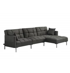 Dark Gray Polyester Modular L Shaped Two Piece Sofa and Chaise Sectional And Toss Pillows