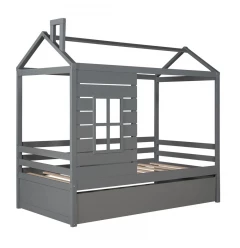 Gray Twin Bed with Trundle