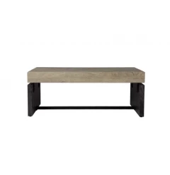 44" Natural and Black Chunky Manufactured Wood Rectangular Coffee Table