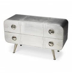 43" Silver Metal Two Drawer Chest