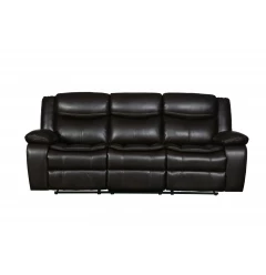 86" Brown And Black Italian Leather Sofa