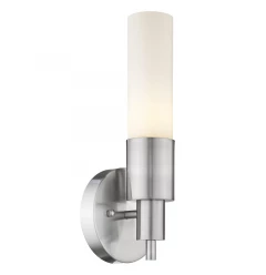 Silver Narrow Wall Light with Frosted Glass Shade