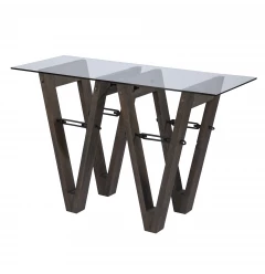 46" Clear and Gray Brown Glass Abstract Console Table