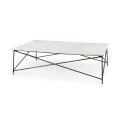 35" White Metal Coffee Table