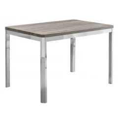 32" Taupe and Silver Metal Dining Table