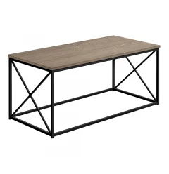 41" Taupe And Black Metal Coffee Table