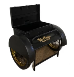 Black Old Time Delivery Box Table With Storage