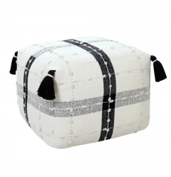 18" Black 100% Cotton Ottoman