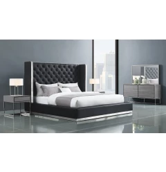 60 X 91 X 91 Black Faux Leather Bed King
