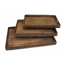 brown wood tray rectangular hardwood with wood stain