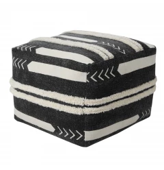 18" Black 100% Cotton Ottoman