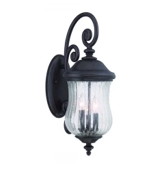 Three Light Matte Black Urn Shaped Wall Light