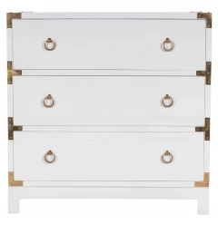 28" White Solid Wood Three Drawer Dresser