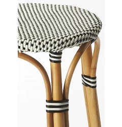 " Black And Wood Brown Backless Counter Height Bar Chair
