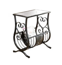 19" Clear And Black Glass Trestle Console Table With Storage