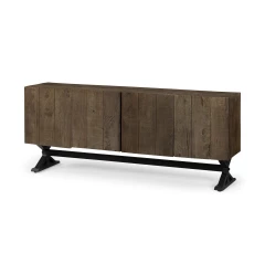 Brown Solid Mango Wood Finish Sideboard With 4 Cabinet Doors