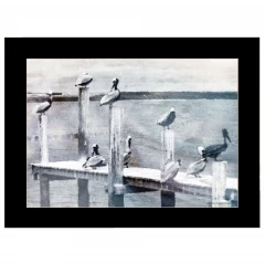 Birds on a Pier 1 Black Framed Print Kitchen Wall Art