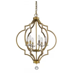 Peyton 6-Light Raw Brass Chandelier With Crystal Accents