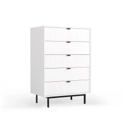 30" White Solid Wood Five Drawer Chest