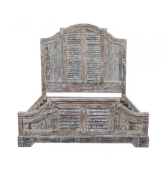 Shutter Scallop Solid Wood Queen Gray Bed