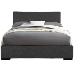 Gray Solid and Manufactured Wood King Upholstered Polyester Blend Bed Frame