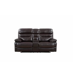 78" Brown Faux Leather Manual Reclining Love Seat With Storage