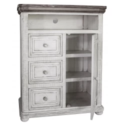 39" Off White Solid Wood Three Drawer Gentlemans Chest