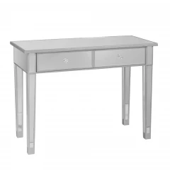 40" Silver Mirrored Glass Console Table And Drawers