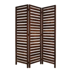 63" X 72" Brown 3 Panel Solid Wood Fortress  Screen