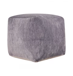 18" Gray Chenille Cube Pouf Ottoman