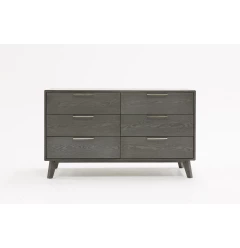 51" Grey Wash Solid Wood Six Drawer Double Dresser