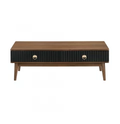 47" Brown And Black Coffee Table With Two Drawers