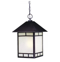 Antique Bronze Frosted Glass Hanging Lantern Light