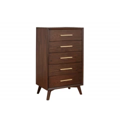 28" Walnut Solid Wood Five Drawer Chest