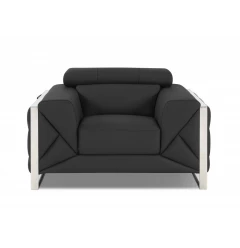 Mod Charcoal Gray Leather and Chrome Deco Accent Chair