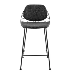 Set of Two 26" Black Steel Low Back Counter Height Bar Chairs