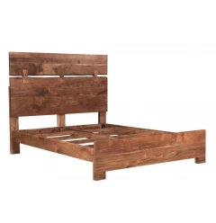 Brown Live Edge Solid Wood Queen Bed