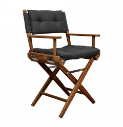 Black And Brown Solid Wood Director Chair With Black Cushion