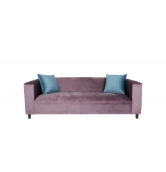 72" Lavender Velvet And Black Sofa With Toss Pillows