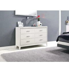 63" White Solid and Manufactured Wood Six Drawer Double Dresser