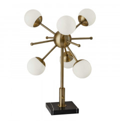 23" Black Metal Six Light Standard Table Lamp