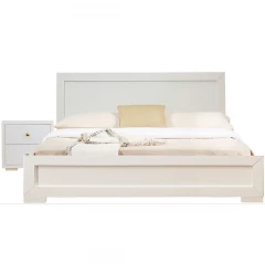 Moma White Wood Platform Full Bed With Nightstand