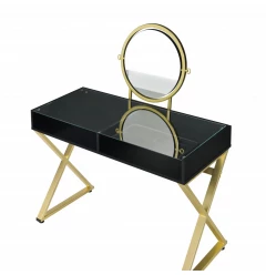 42" Black and Gold Mirrored Dresser