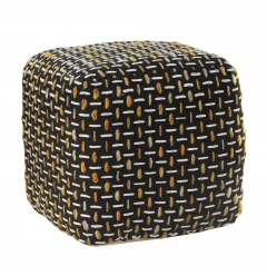 16" Black Polyester Ottoman