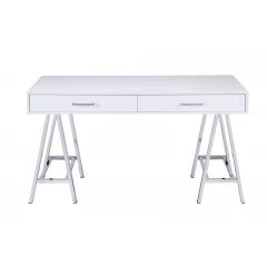 54" White Writing Desk With Two Drawers