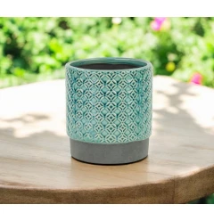 6" Turquoise Geometric Ceramic Indoor Outdoor Round Pot Planter