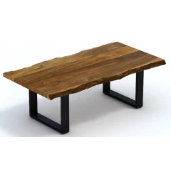 43" Brown Solid Wood And Iron Coffee Table