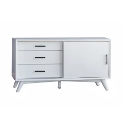 50" White Solid Wood Cabinet Enclosed Storage TV Stand