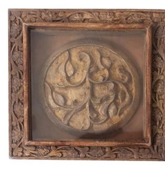 Set of 2 Rustic Carved Wood Wall Art